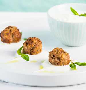 Mediterranean Lamb Meatballs with Yogourt Tahini Sauce